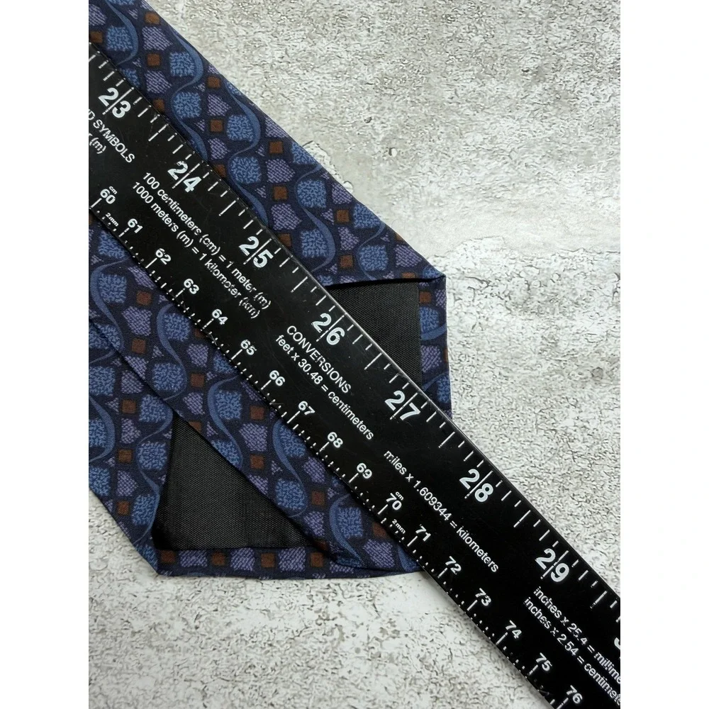Geoffrey Beene Tie Mens One Size Blue Geometric Jacquard 100% Silk Designer